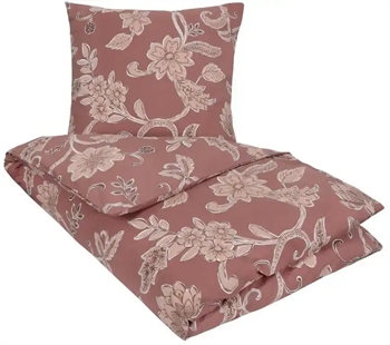 Billede af Blomstret sengetøj - 140x220 cm - Diana Rød/brunt sengesæt - Nordstrand Home - Sengebetræk i 100% bomuld